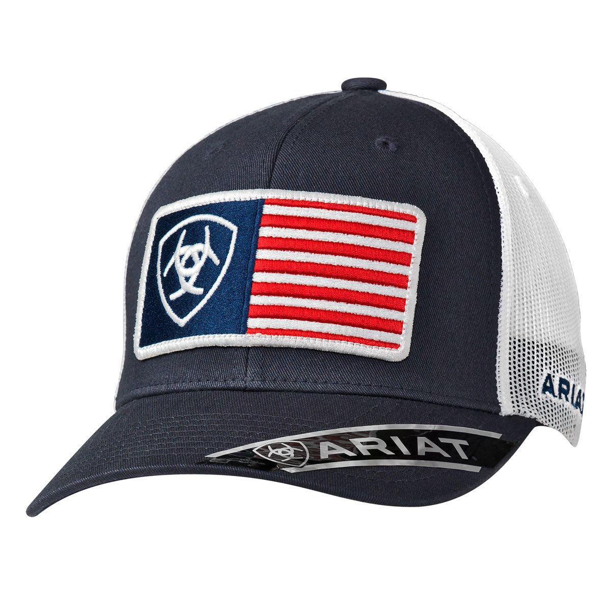 ARIAT Men's RFIT USA Flag Patch Navy Snapback Cap