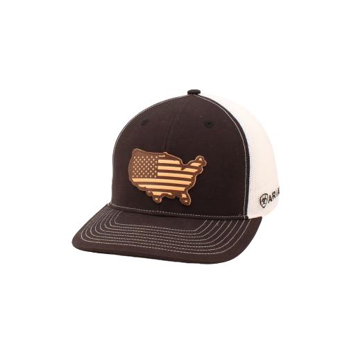 ARIAT USA Leather Patch Black Snapback
