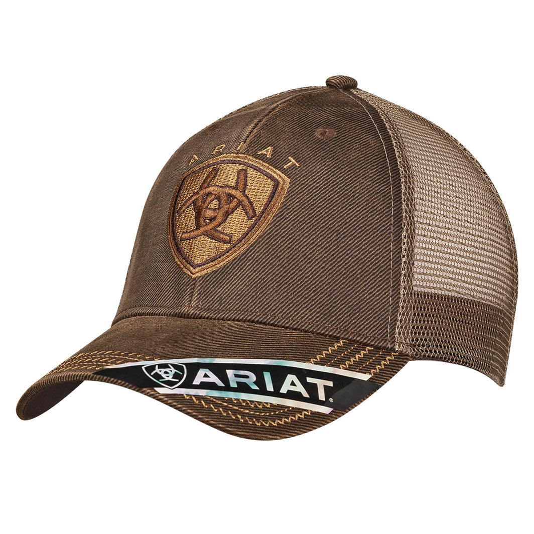 Ariat Brown Oilskin Contrasting Embroidered Ariat Shield Logo