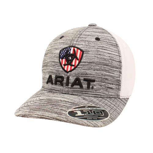 ARIAT Snapback Grey American Flag Cap Ariat Shield Logo