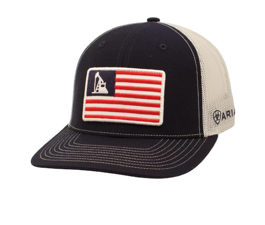 ARIAT American Flag Oil Rig Blue Snapback Cap
